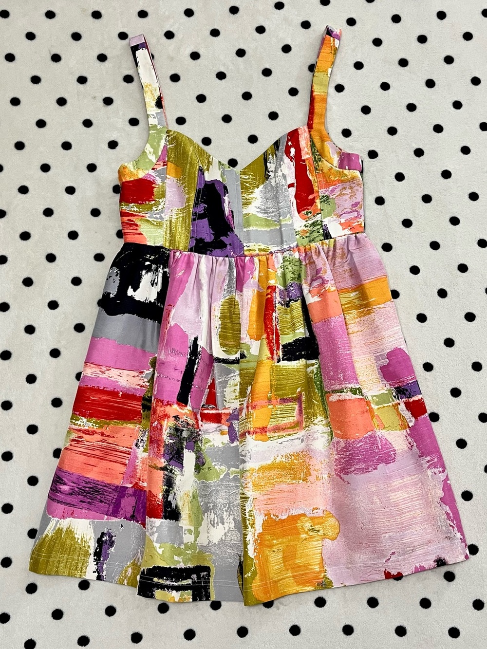 Ali Ro by Donna Morgan Silk Abstract Paint Brushstroke Dress Size 8